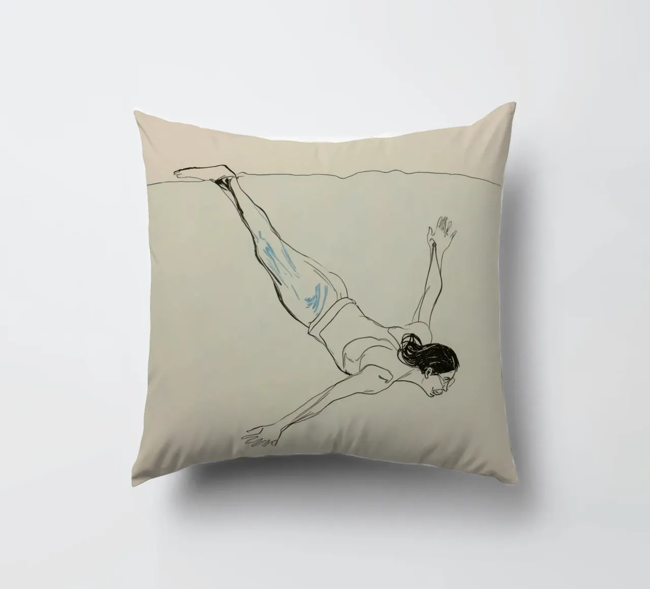 Subacqueo che esegue un'aggraziata discesa subacquea in un ambiente tranquillo cuscino da DesignDoodle