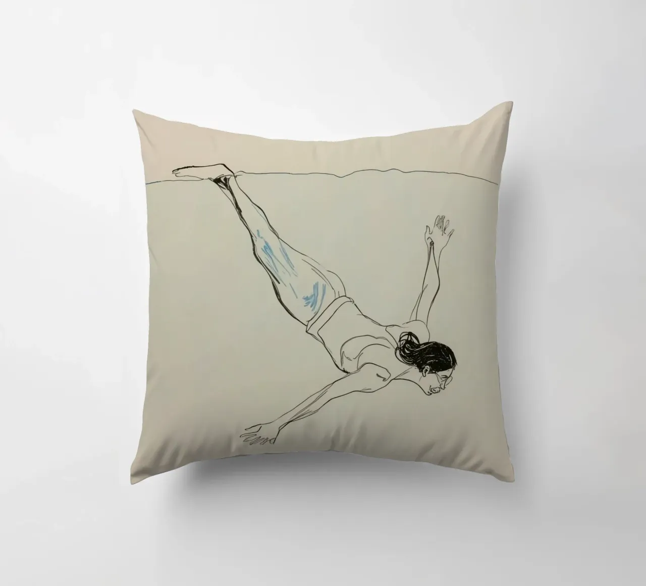 Subacqueo che esegue un'aggraziata discesa subacquea in un ambiente tranquillo cuscino da DesignDoodle