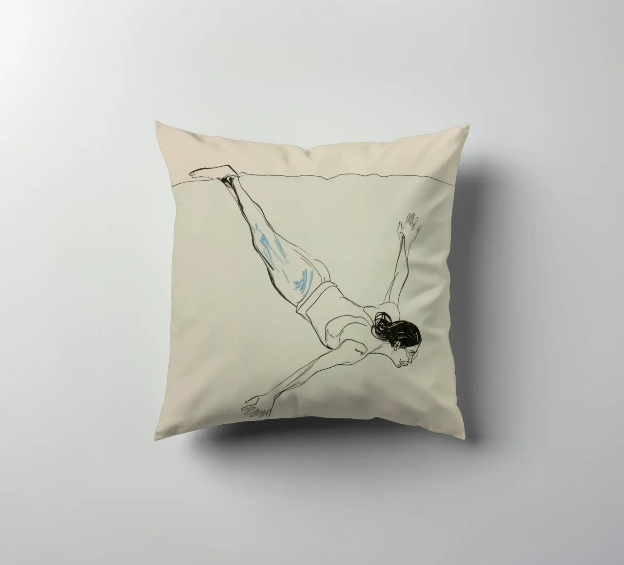 Subacqueo che esegue un'aggraziata discesa subacquea in un ambiente tranquillo cuscino da DesignDoodle