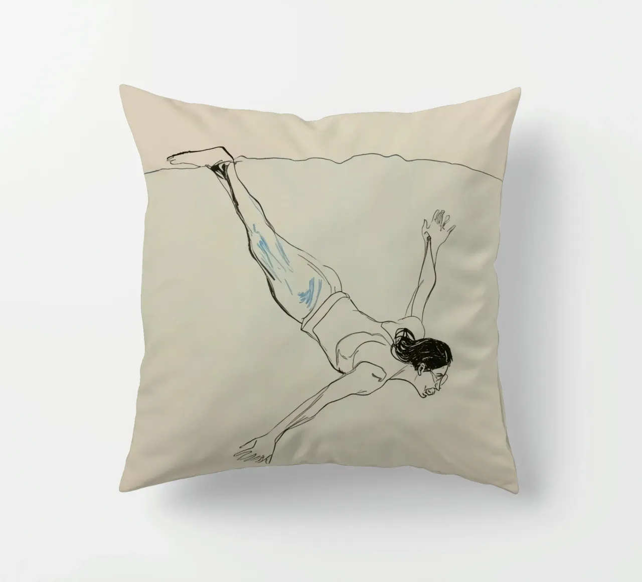 Subacqueo che esegue un'aggraziata discesa subacquea in un ambiente tranquillo cuscino da DesignDoodle