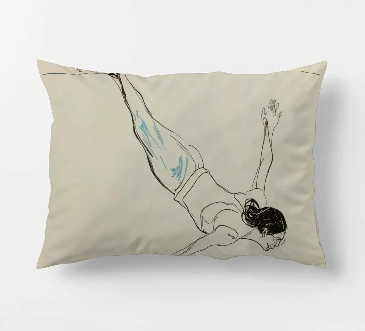 Subacqueo che esegue un'aggraziata discesa subacquea in un ambiente tranquillo cuscino da DesignDoodle