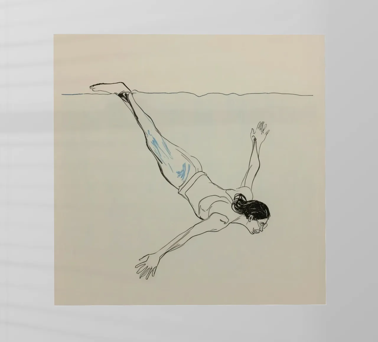 Subacqueo che esegue un'aggraziata discesa subacquea in un ambiente tranquillo pellicola backlit da DesignDoodle