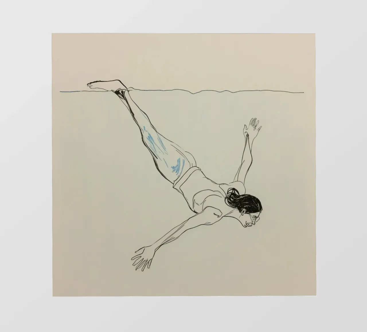 Subacqueo che esegue un'aggraziata discesa subacquea in un ambiente tranquillo telo in pvc da DesignDoodle