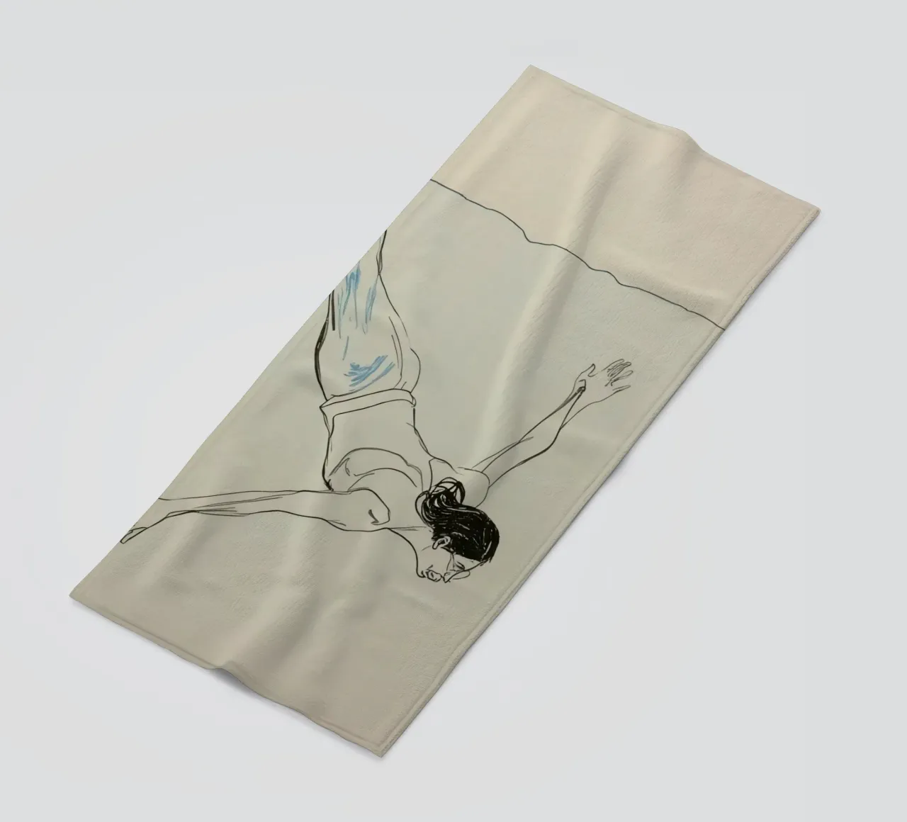 Subacqueo che esegue un'aggraziata discesa subacquea in un ambiente tranquillo telo mare da DesignDoodle