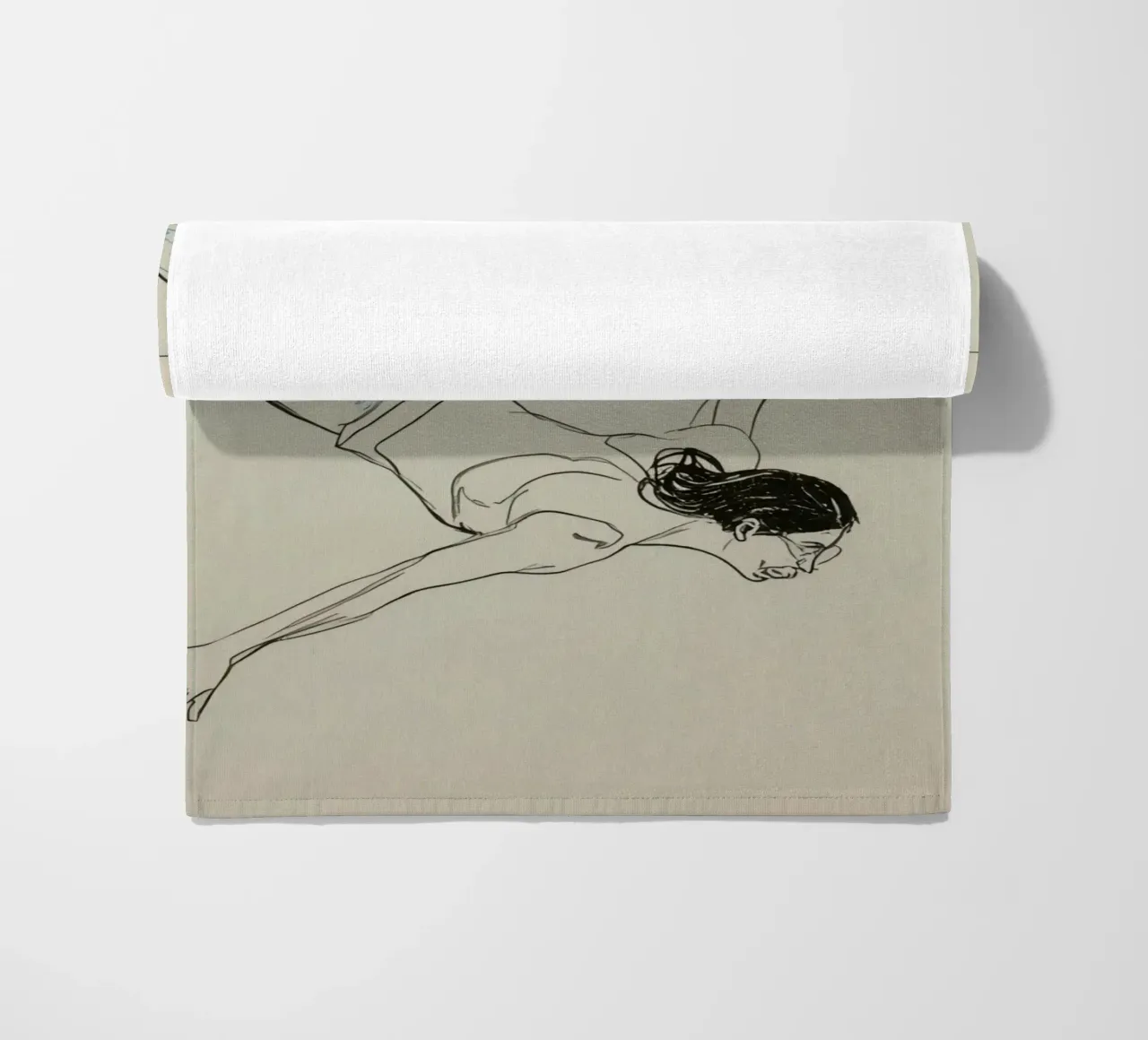 Subacqueo che esegue un'aggraziata discesa subacquea in un ambiente tranquillo telo mare da DesignDoodle