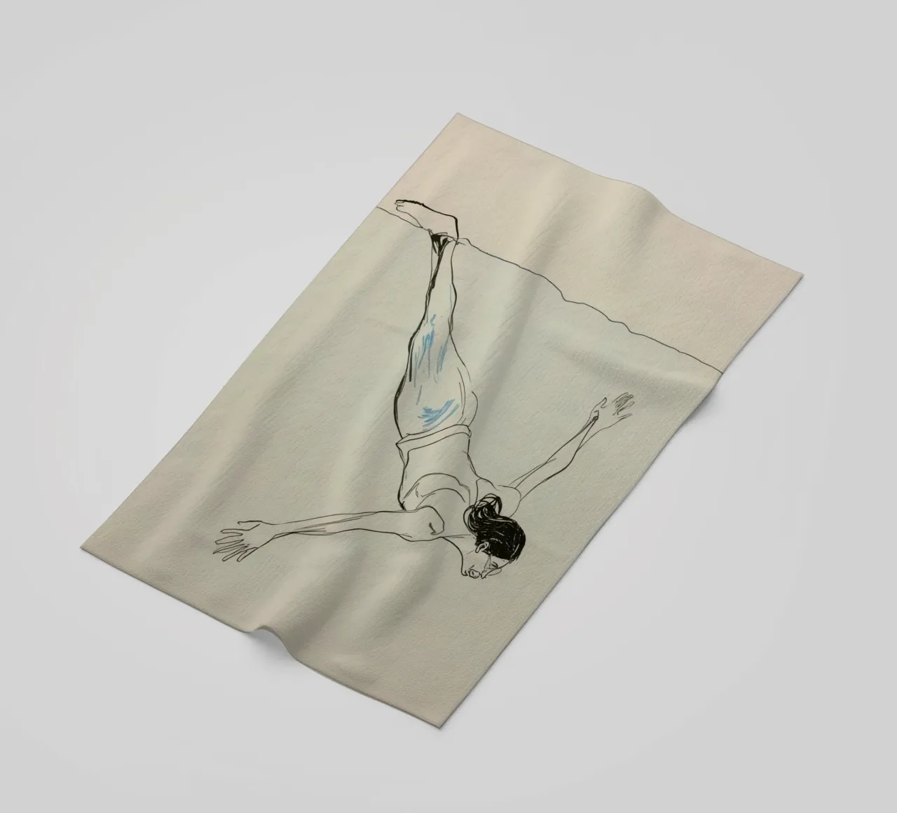 Subacqueo che esegue un'aggraziata discesa subacquea in un ambiente tranquillo telo mare da DesignDoodle