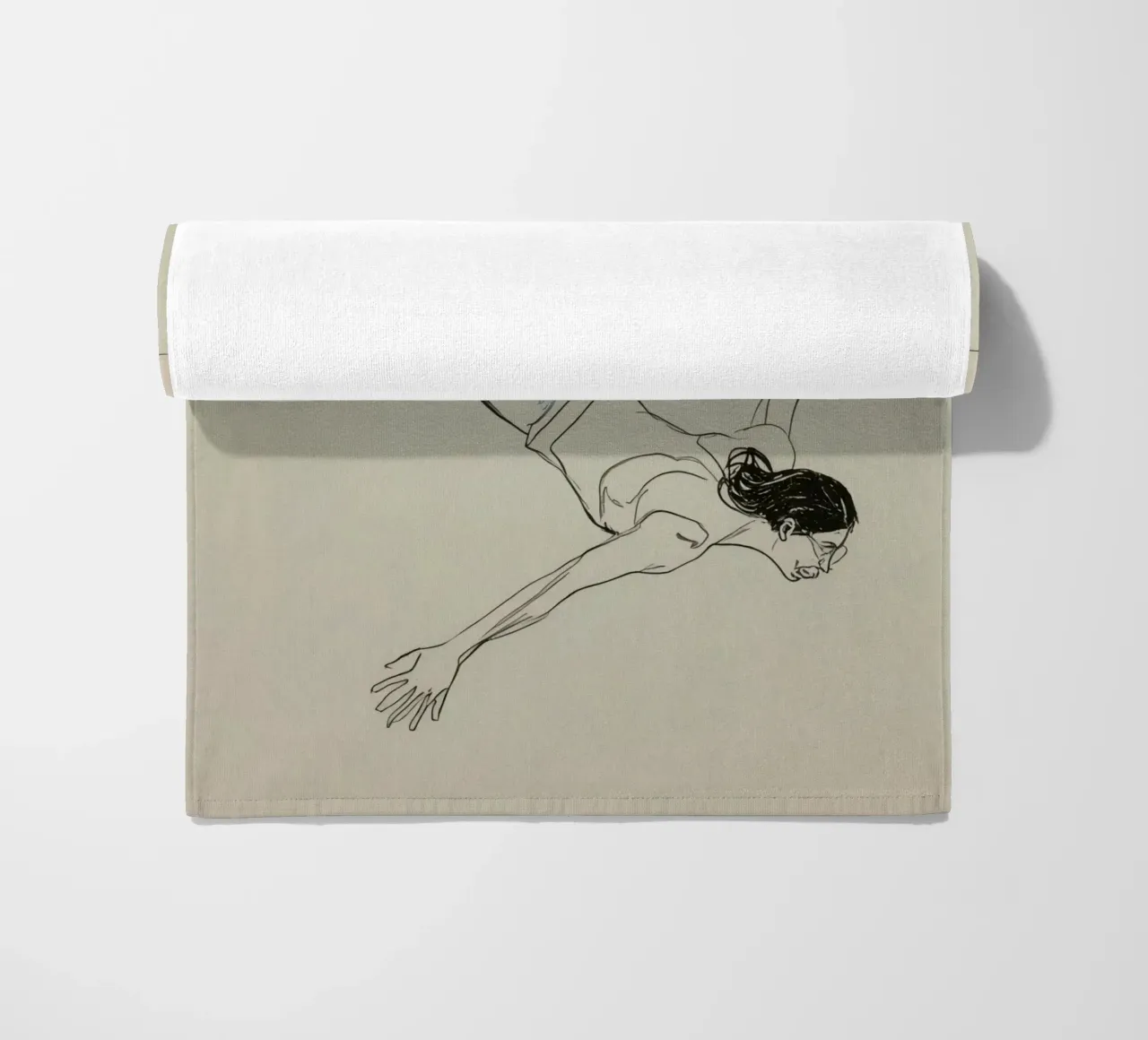 Subacqueo che esegue un'aggraziata discesa subacquea in un ambiente tranquillo telo mare da DesignDoodle