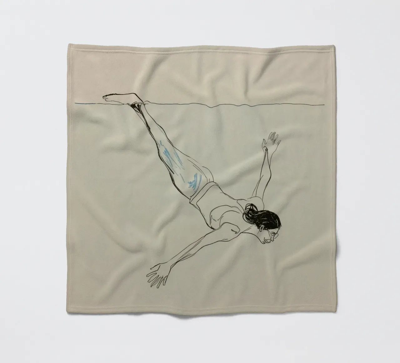 Subacqueo che esegue un'aggraziata discesa subacquea in un ambiente tranquillo coperta in pile da DesignDoodle