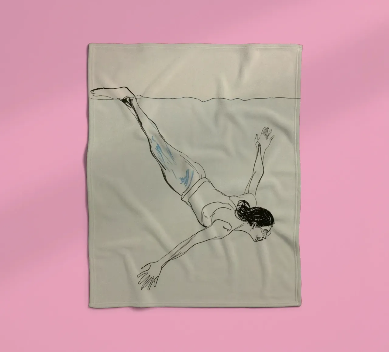 Subacqueo che esegue un'aggraziata discesa subacquea in un ambiente tranquillo coperta in pile da DesignDoodle