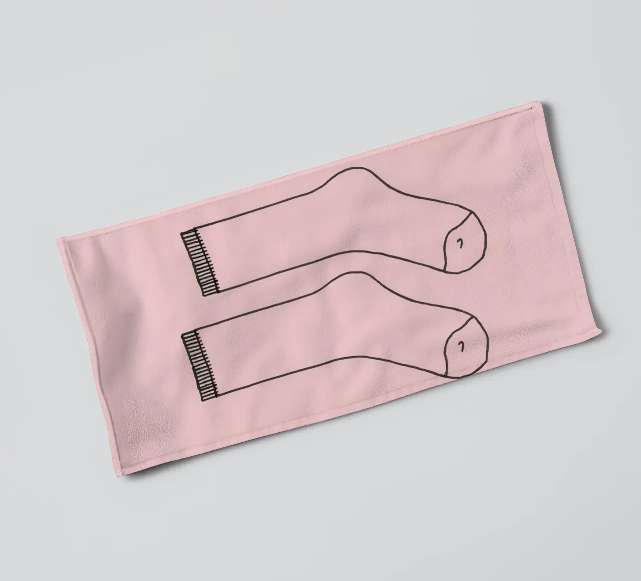Simple design of a pair of socks with a pink background towel by DesignDoodle
