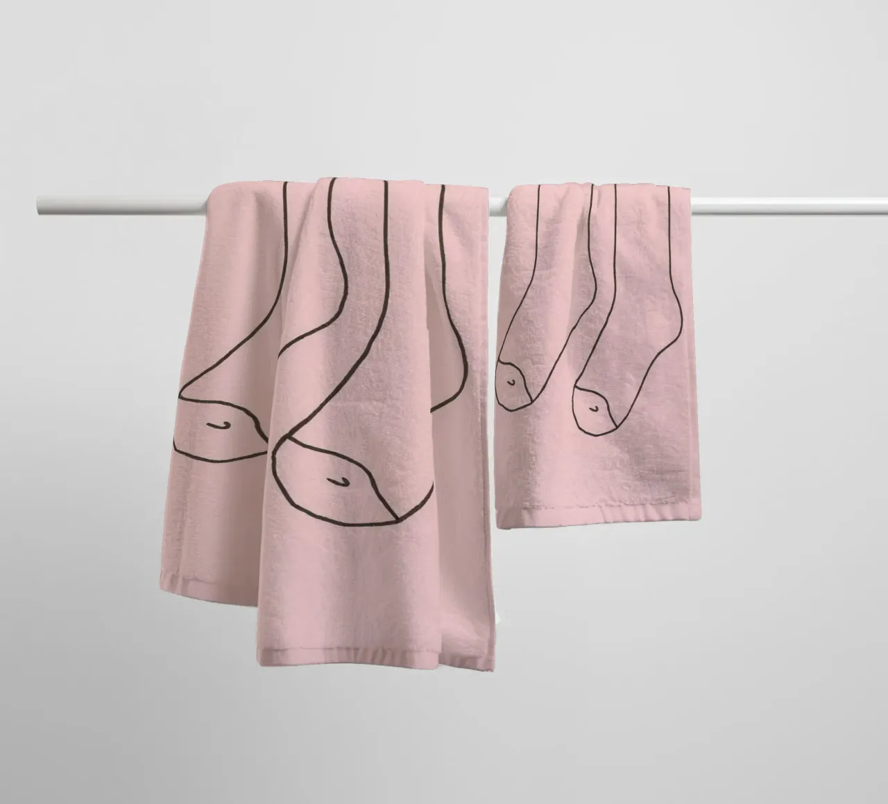 Simple design of a pair of socks with a pink background towel by DesignDoodle