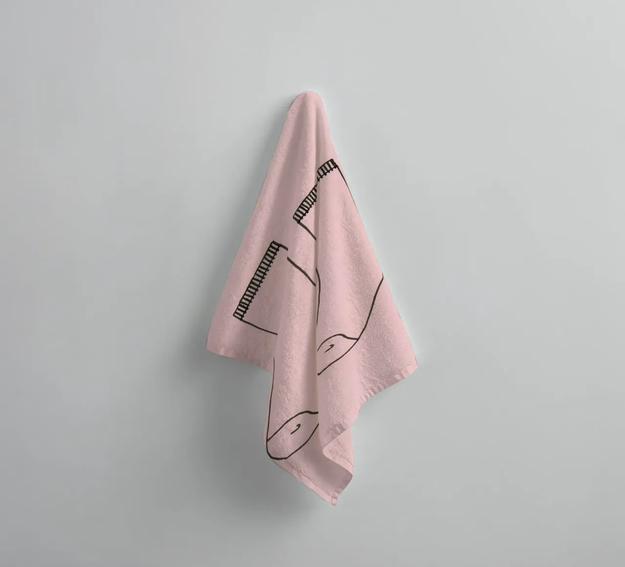 Simple design of a pair of socks with a pink background towel by DesignDoodle