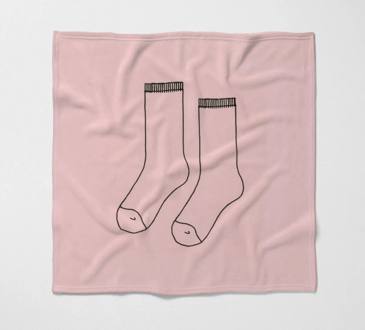 Simple design of a pair of socks with a pink background fleece blanket by DesignDoodle