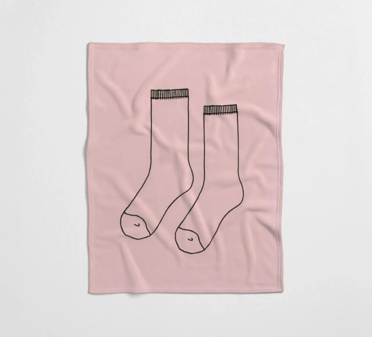 Simple design of a pair of socks with a pink background fleece blanket by DesignDoodle