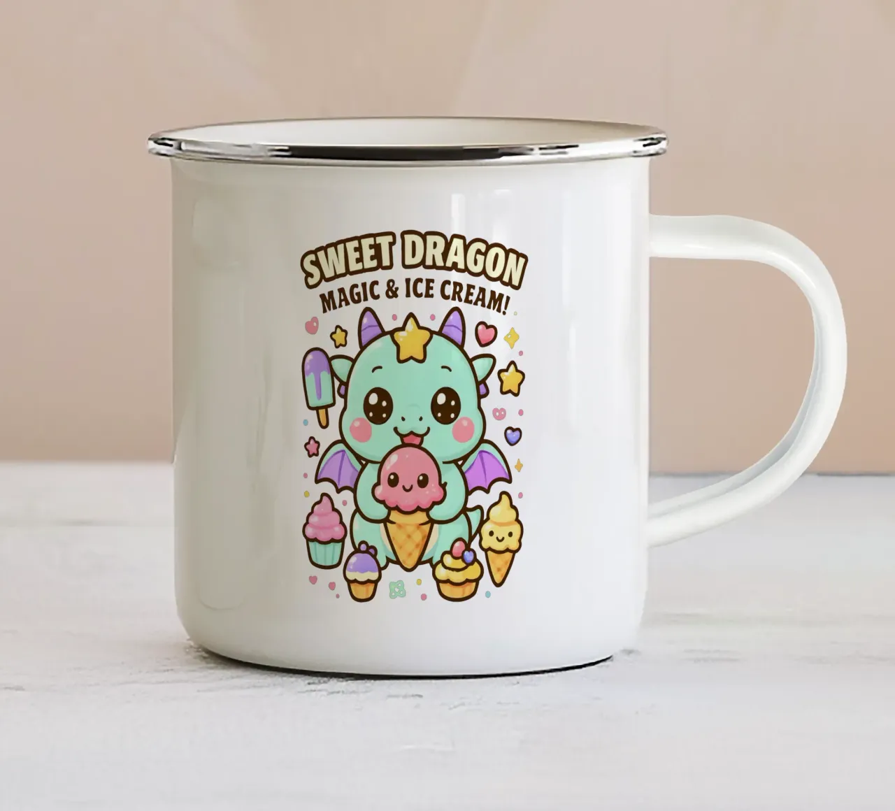 Drago dolce e carino tazza in smalto da LM2KONE
