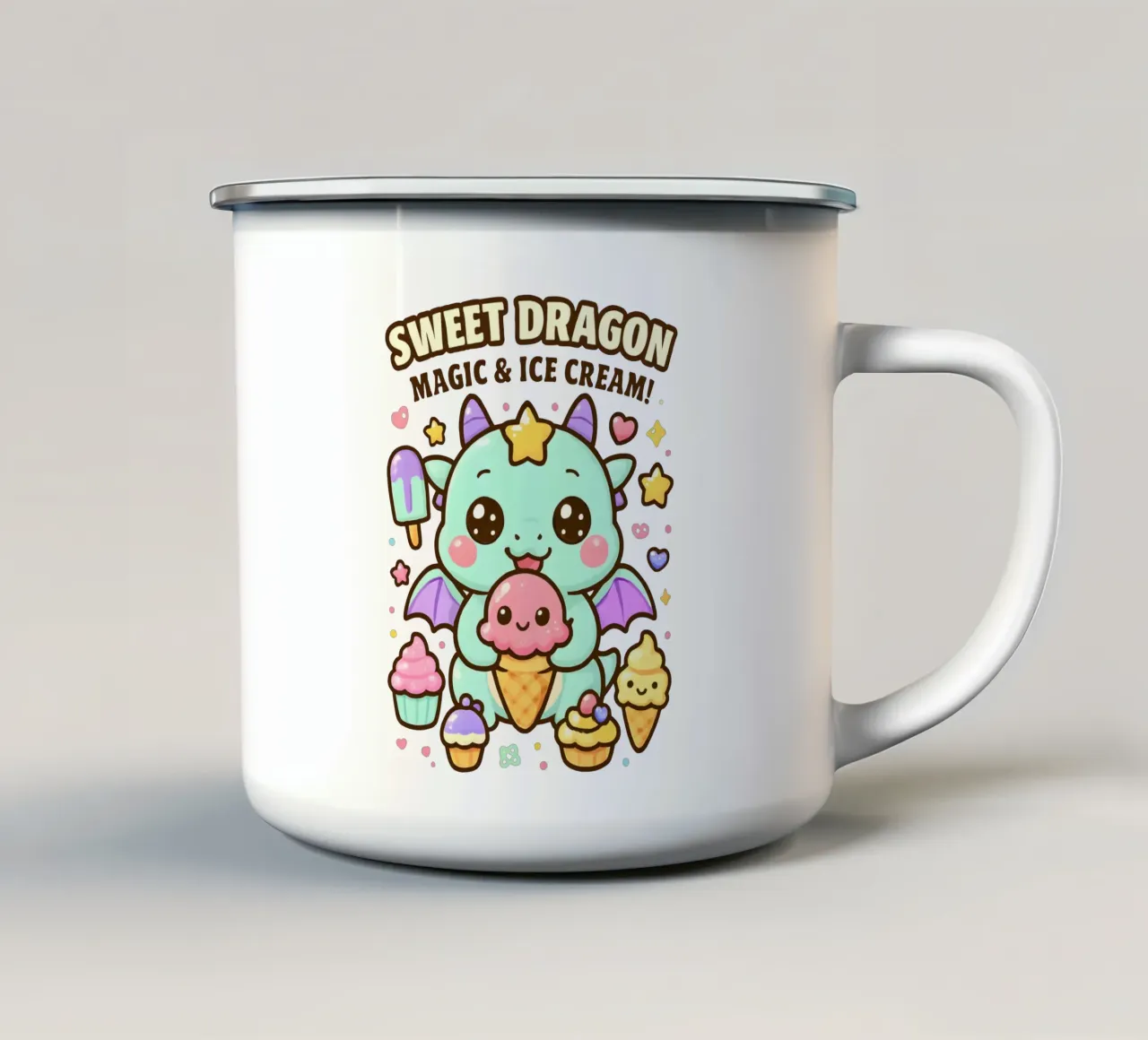 Drago dolce e carino tazza in smalto da LM2KONE