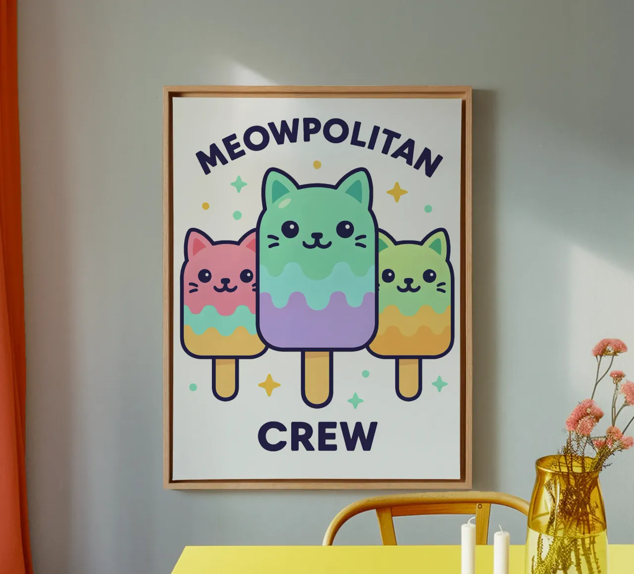 Kawaii ijskat canvas met Baklijst van LM2KONE