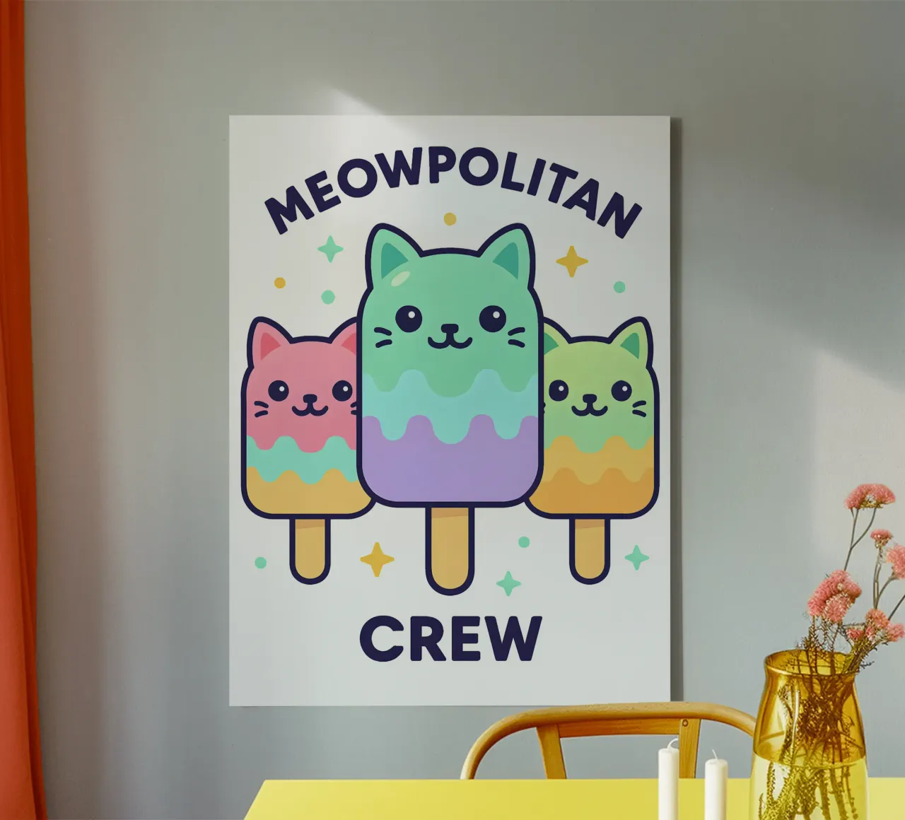 Kawaii ijskat canvas met Baklijst van LM2KONE