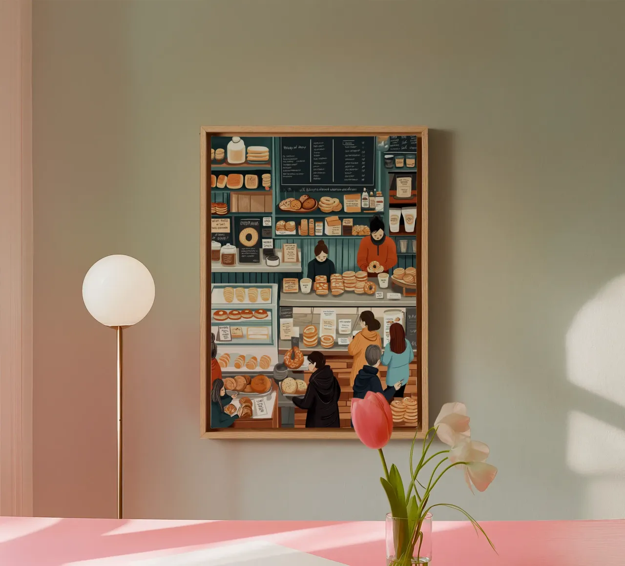Bruisende bakkerij - Warme en uitnodigende banketbakkerskunst canvas met Baklijst van ClubArt