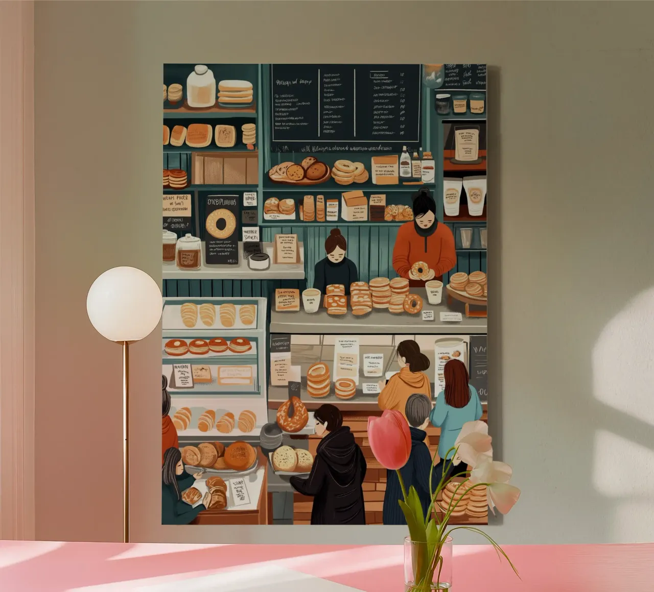 Bruisende bakkerij - Warme en uitnodigende banketbakkerskunst canvas met Baklijst van ClubArt