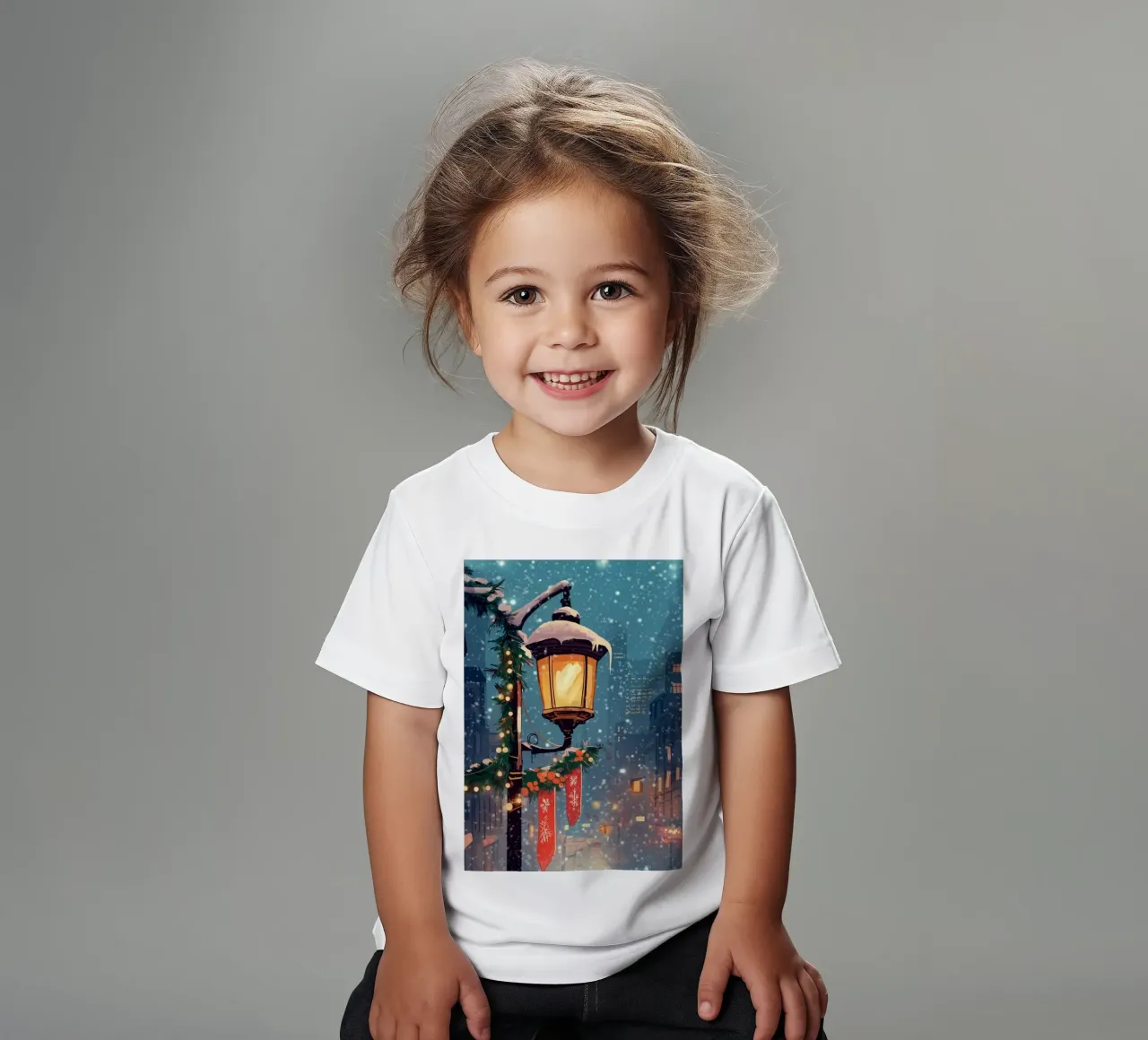 Gemütlicher Winter-Lamppost - Verschneite Straßenlaternen der Stadt Kinder T-Shirt von ClubArt