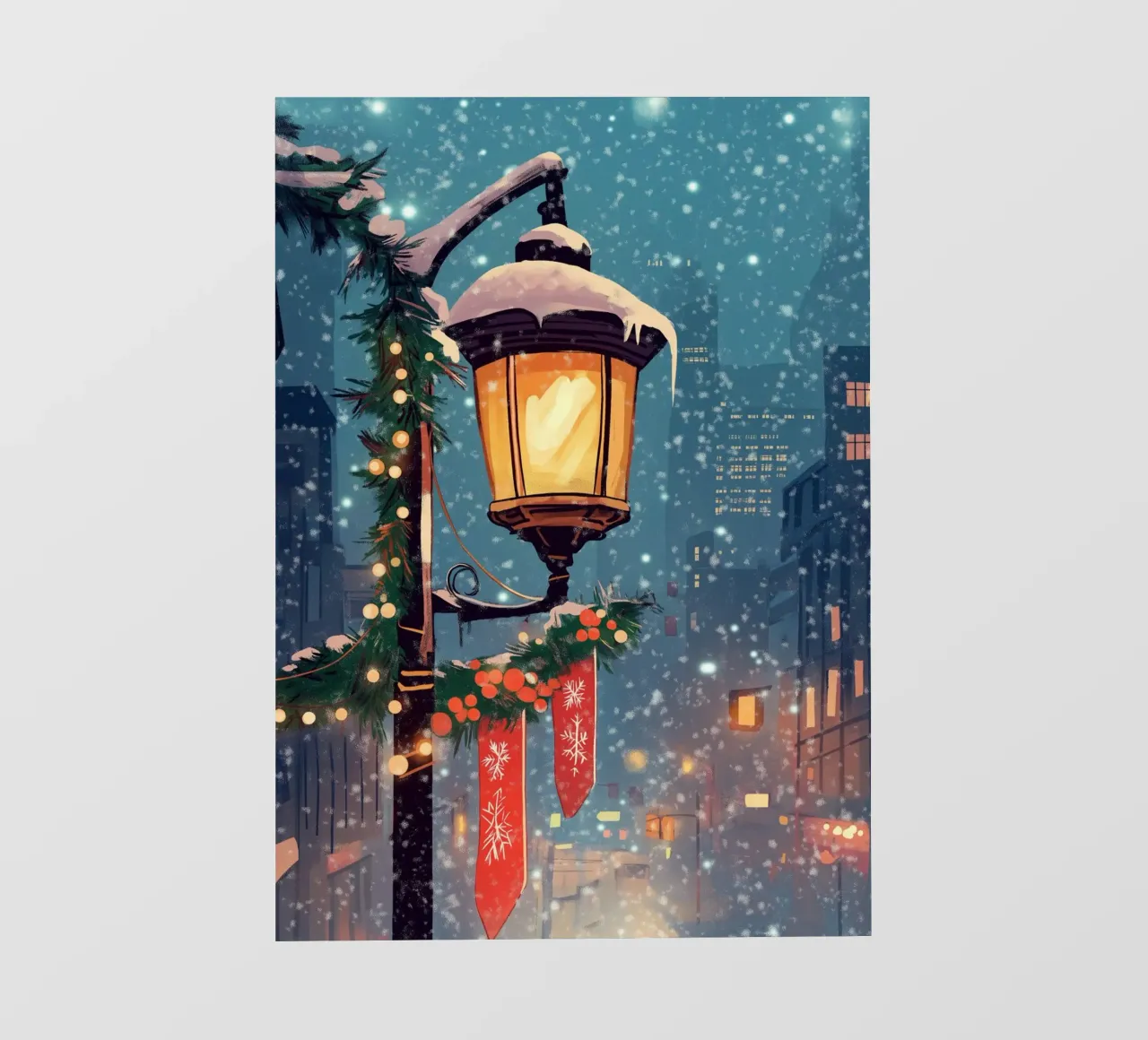 Gemütlicher Winter-Lamppost - Verschneite Straßenlaternen der Stadt PVC Plane von ClubArt