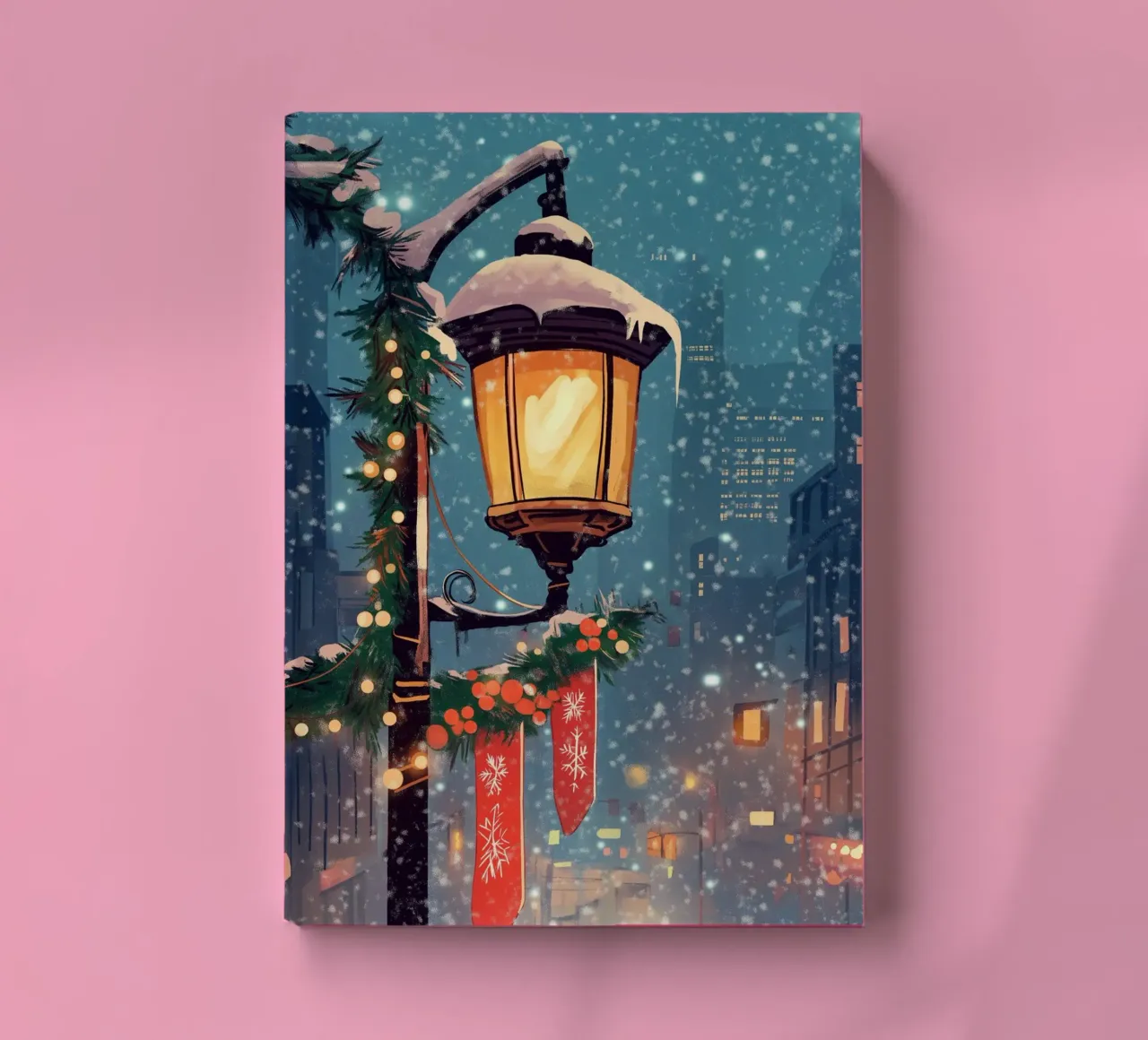 Cozy Winter Lamppost - Snowy City Street Lights notebook by ClubArt