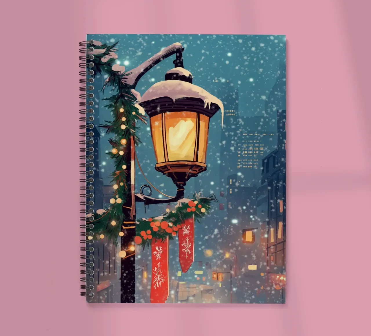 Gemütlicher Winter-Lamppost - Verschneite Straßenlaternen der Stadt Ringbuch von ClubArt