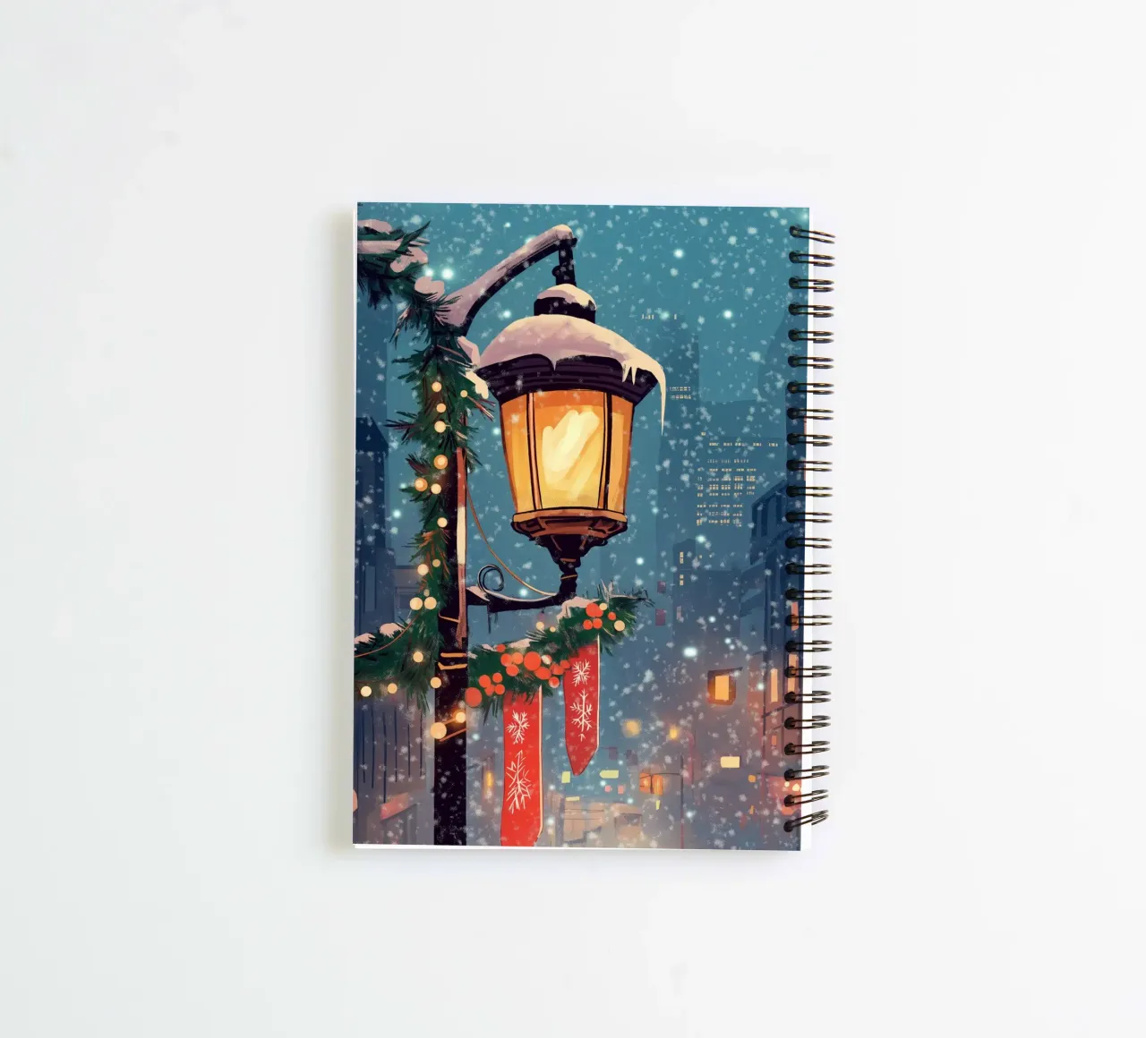 Gemütlicher Winter-Lamppost - Verschneite Straßenlaternen der Stadt Ringbuch von ClubArt