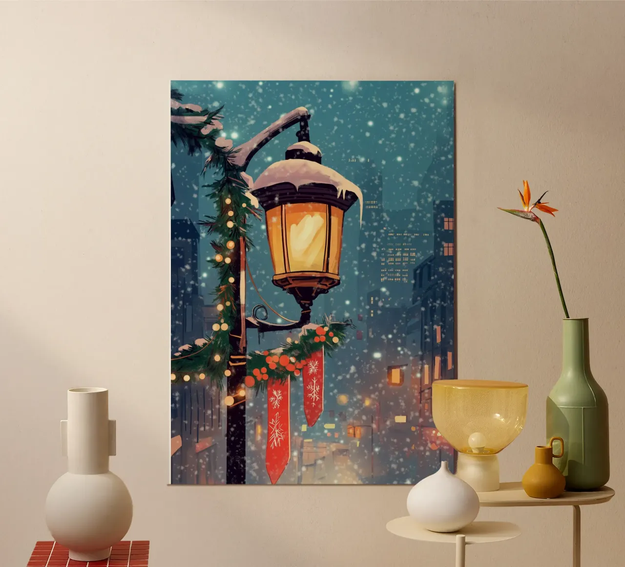 Cozy Winter Lamppost - Snowy City Street Lights hahnemühle by ClubArt