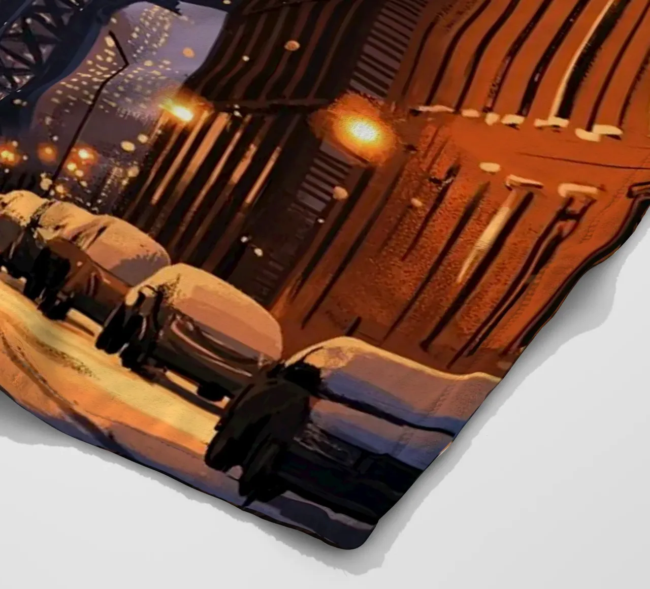 Notte d'inverno a DUMBO - Scena di neve sul ponte di Manhattan coperta in pile da ClubArt