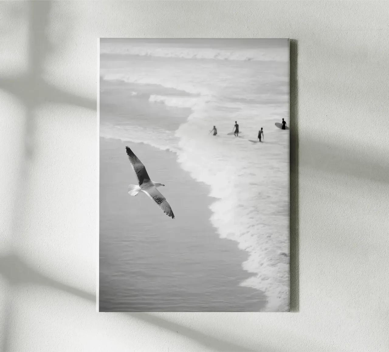 Ocean Glide – Minimalist Black and White Surf Photography canvas by Vela Luna