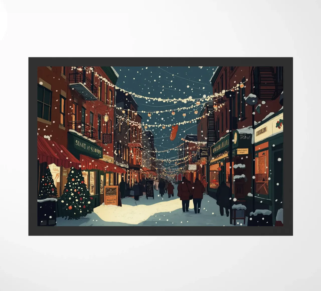 Strada innevata - Scena della città con luci natalizie zerbino da ClubArt