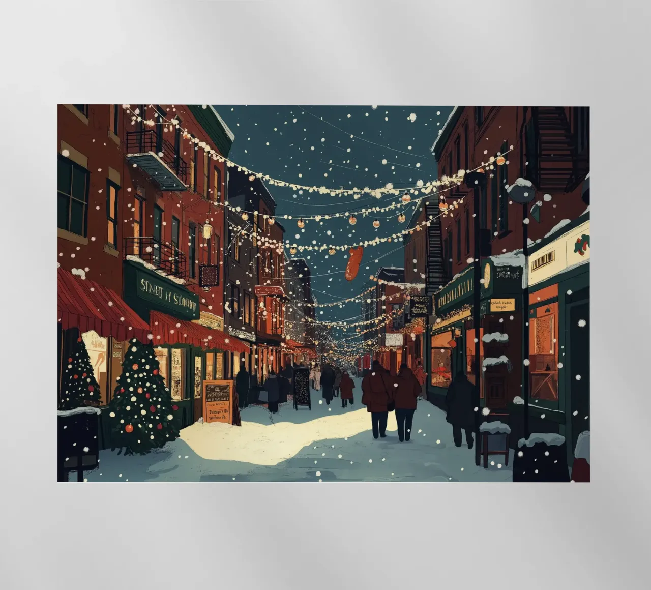 Strada innevata - Scena della città con luci natalizie pellicola backlit da ClubArt