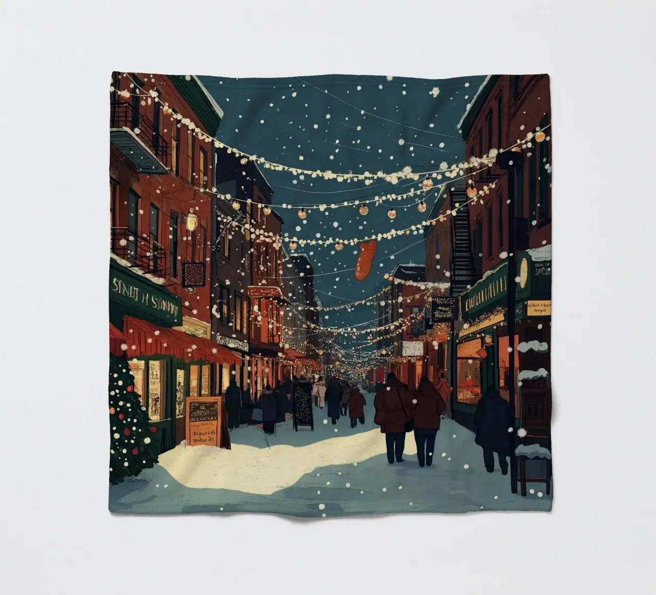 Strada innevata - Scena della città con luci natalizie coperta in pile da ClubArt