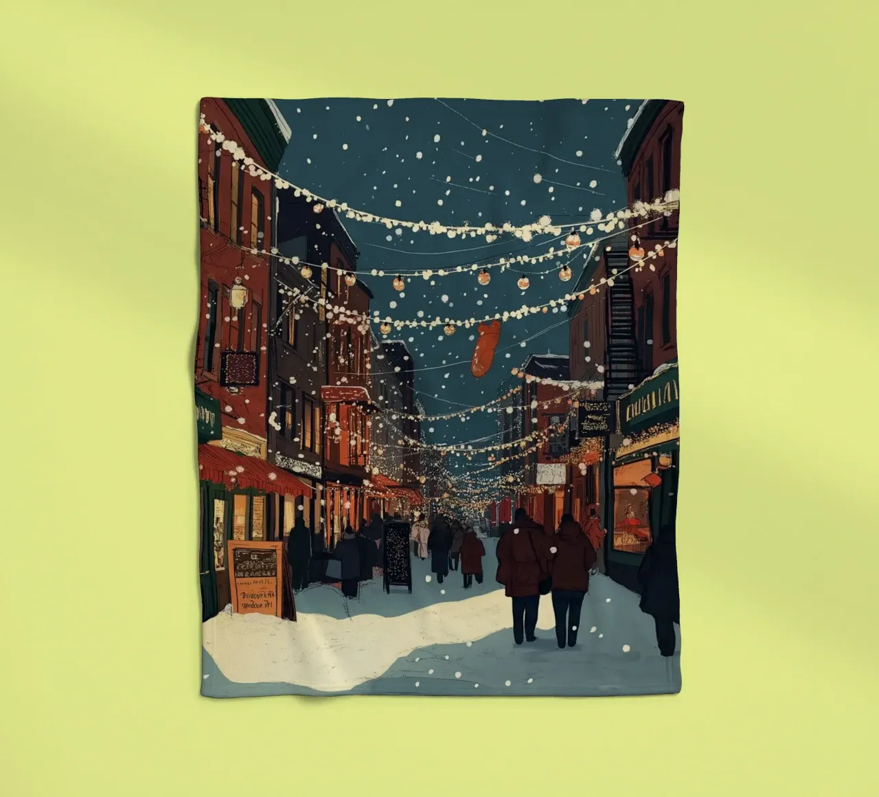 Strada innevata - Scena della città con luci natalizie coperta in pile da ClubArt
