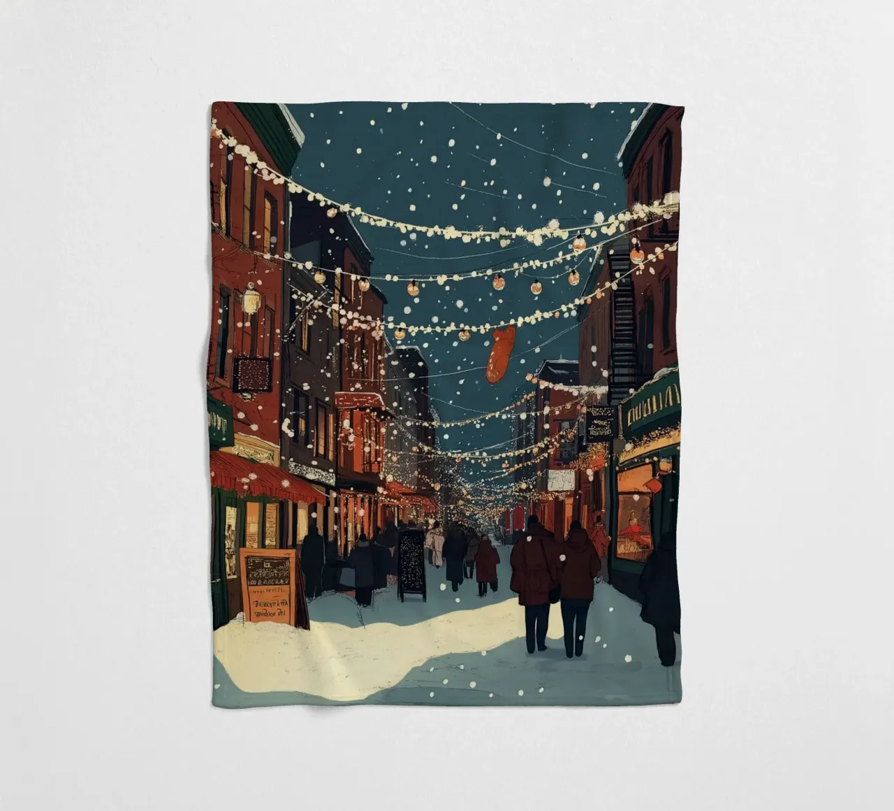 Strada innevata - Scena della città con luci natalizie coperta in pile da ClubArt
