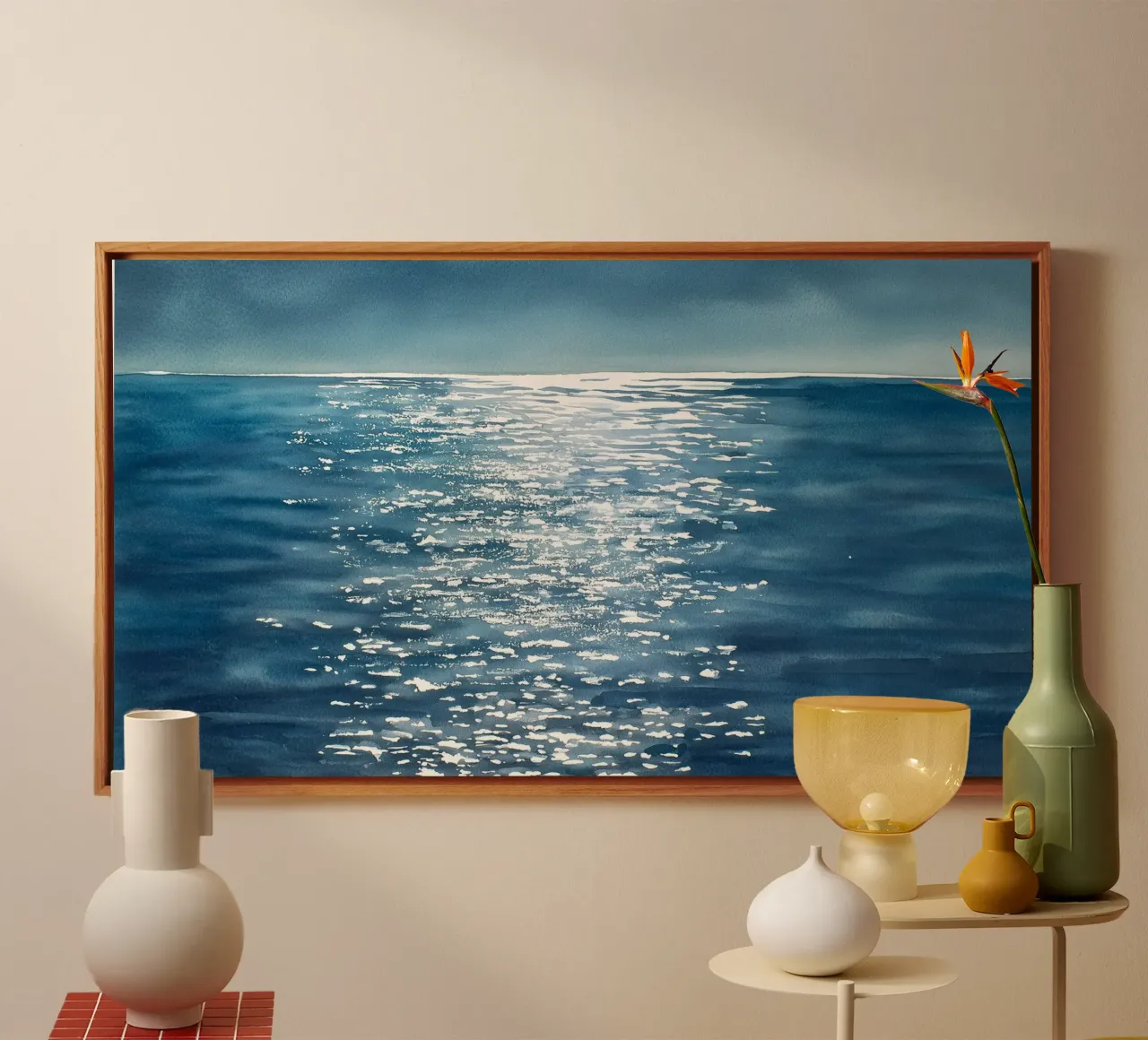 Light Across the Deep canvas with Floater frame by Matthias Keller Studio