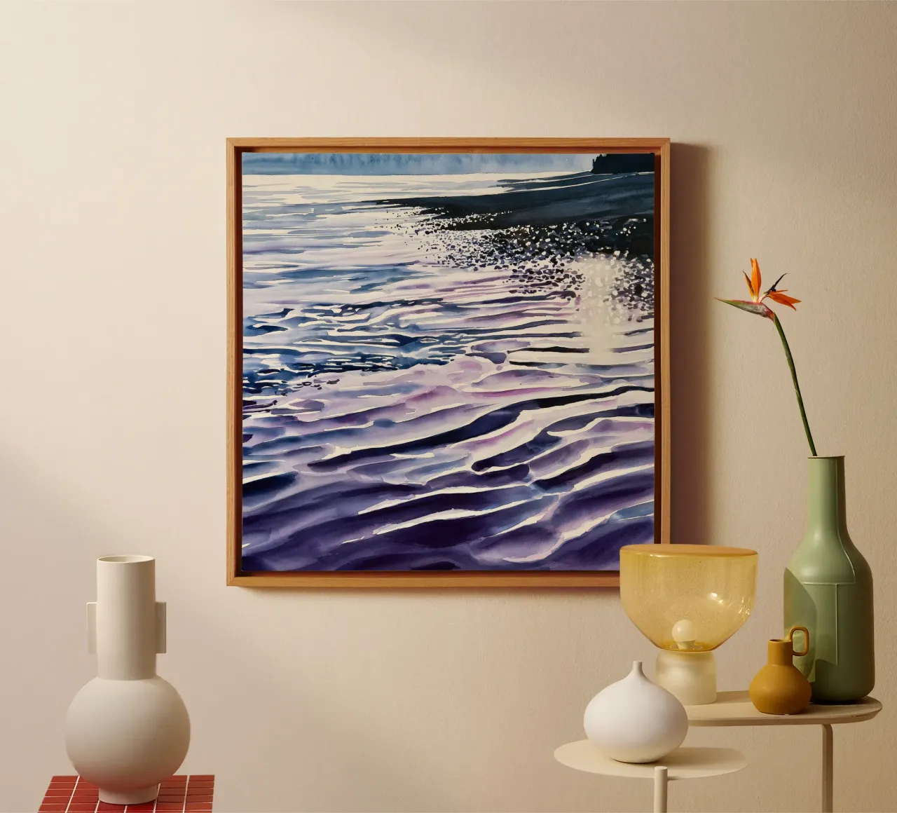 Licht vouwt de kustlijn canvas met Baklijst van Matthias Keller Studio