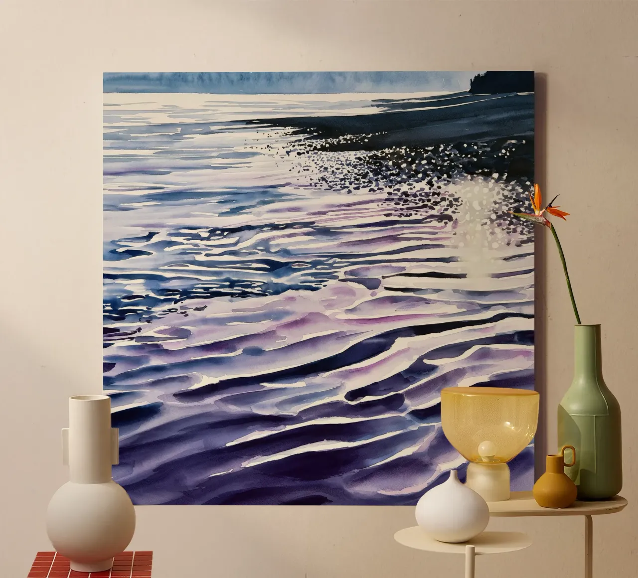 Licht vouwt de kustlijn canvas met Baklijst van Matthias Keller Studio