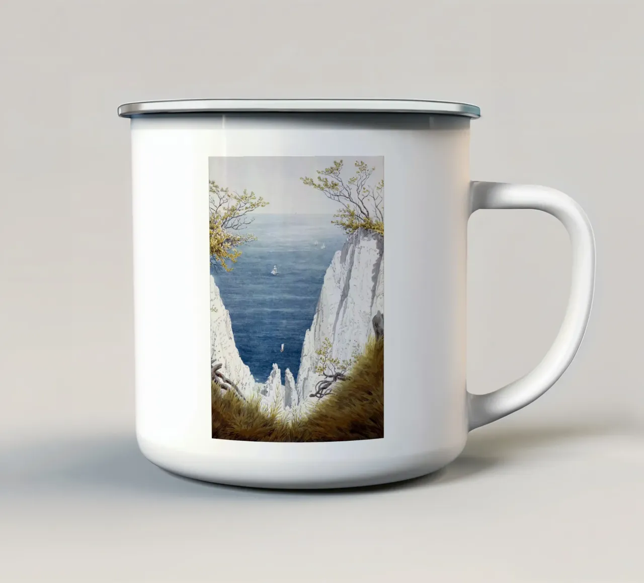 Scogliere di gesso sull'isola di Rügen tazza in smalto da shoplena