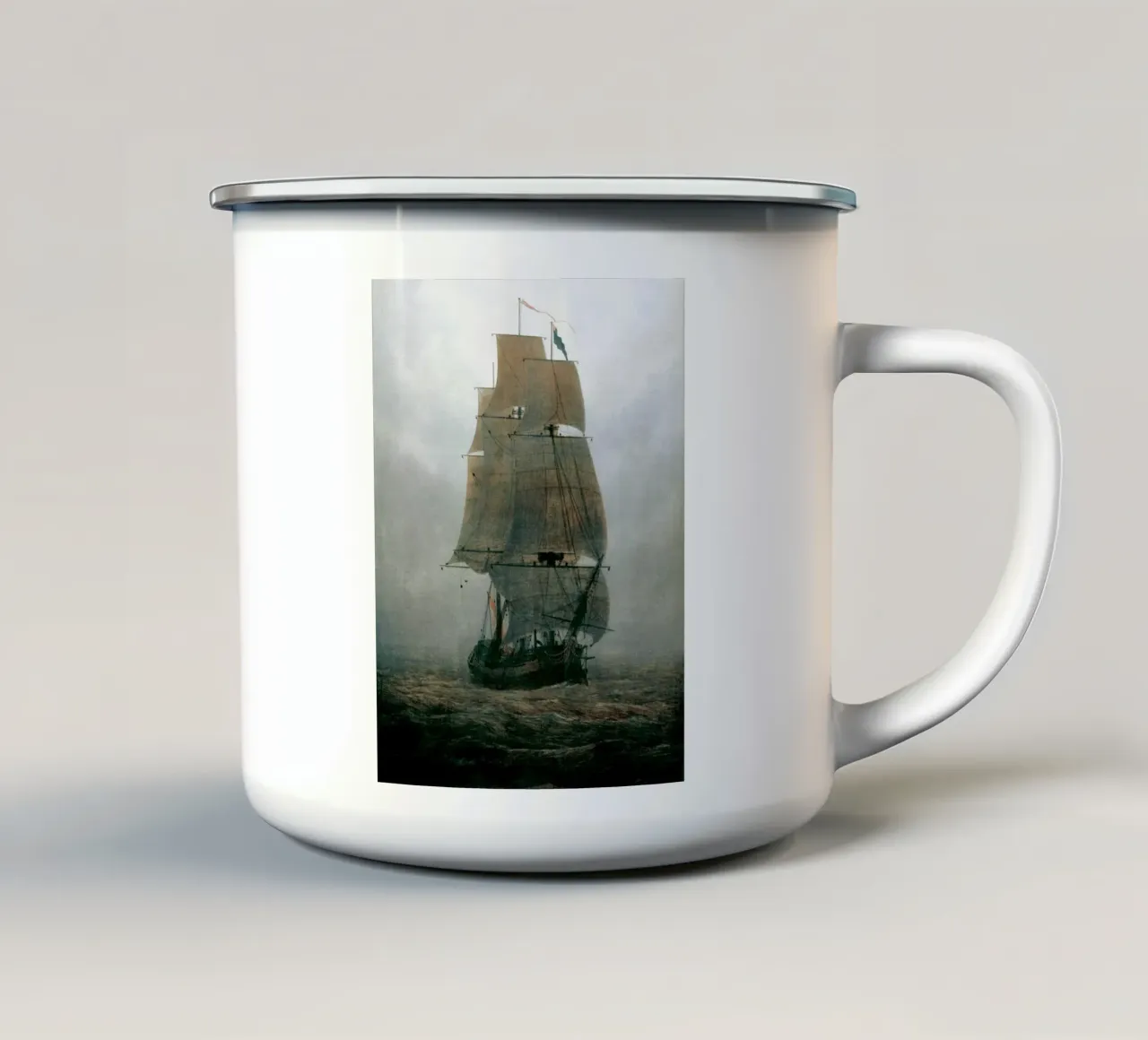 Veliero nella nebbia - Caspar David Friedrich tazza in smalto da shoplena
