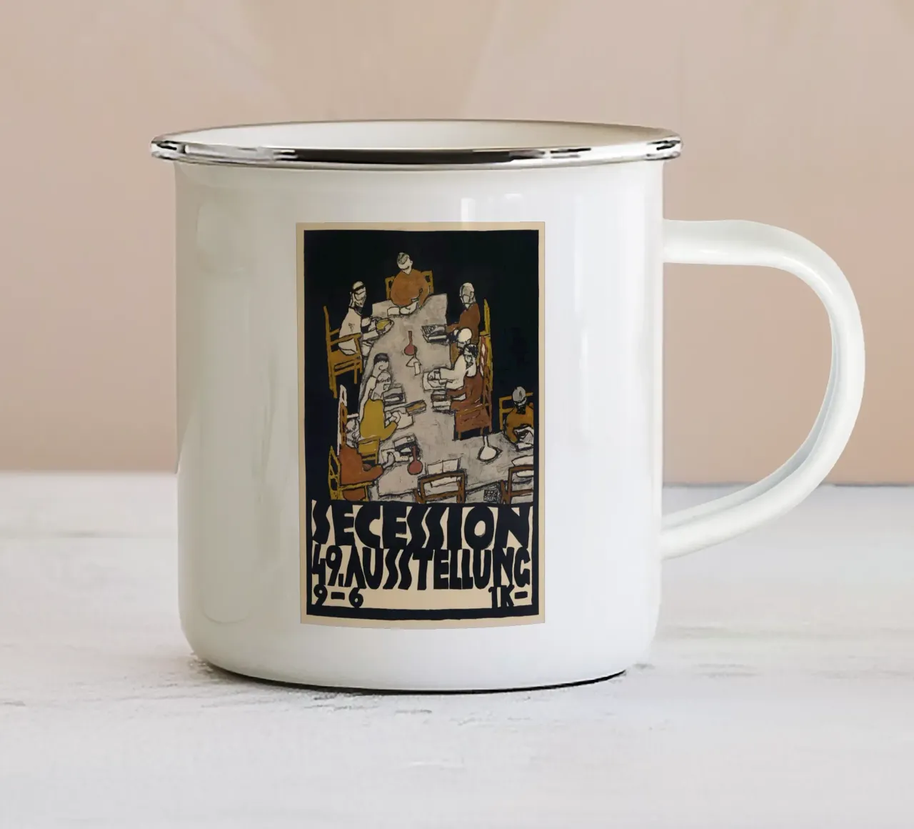 Secessione 49. Mostra, 1918 - Egon Schiele tazza in smalto da hannajaart