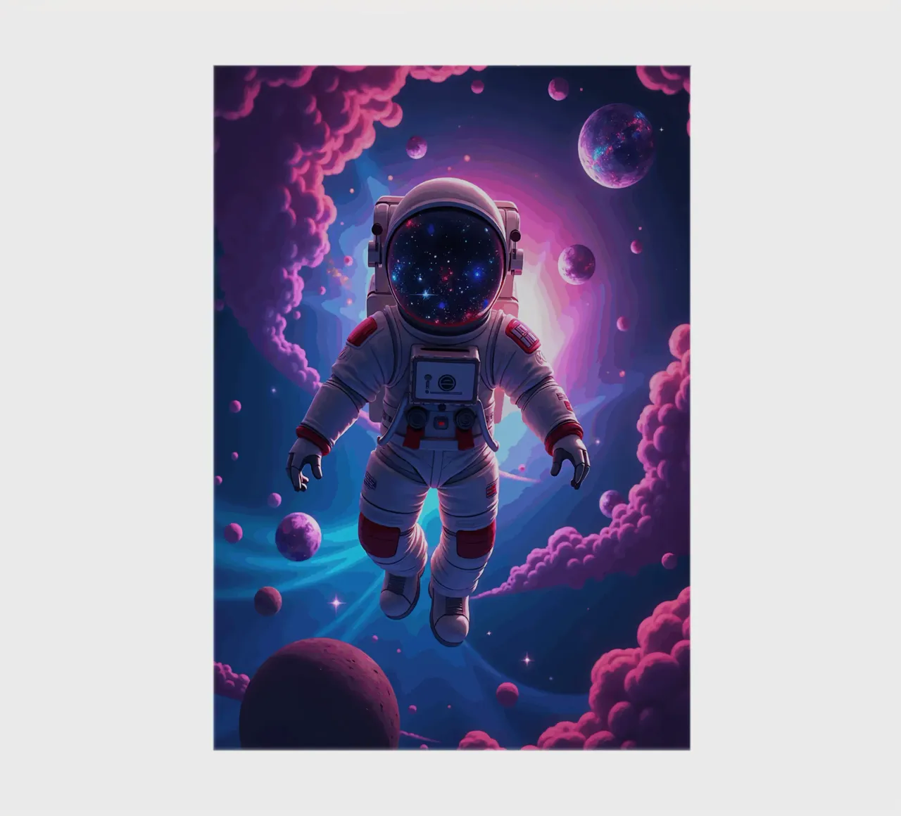 Psychedelic Astronaut Floating in a Neon Galaxy notebook by artdesign1985