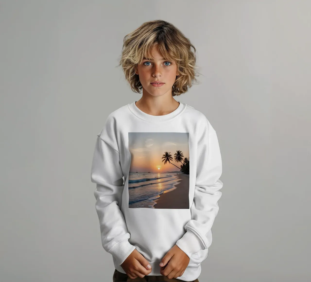 Tramonto sulla spiaggia tropicale felpa bambino da luxi&lace