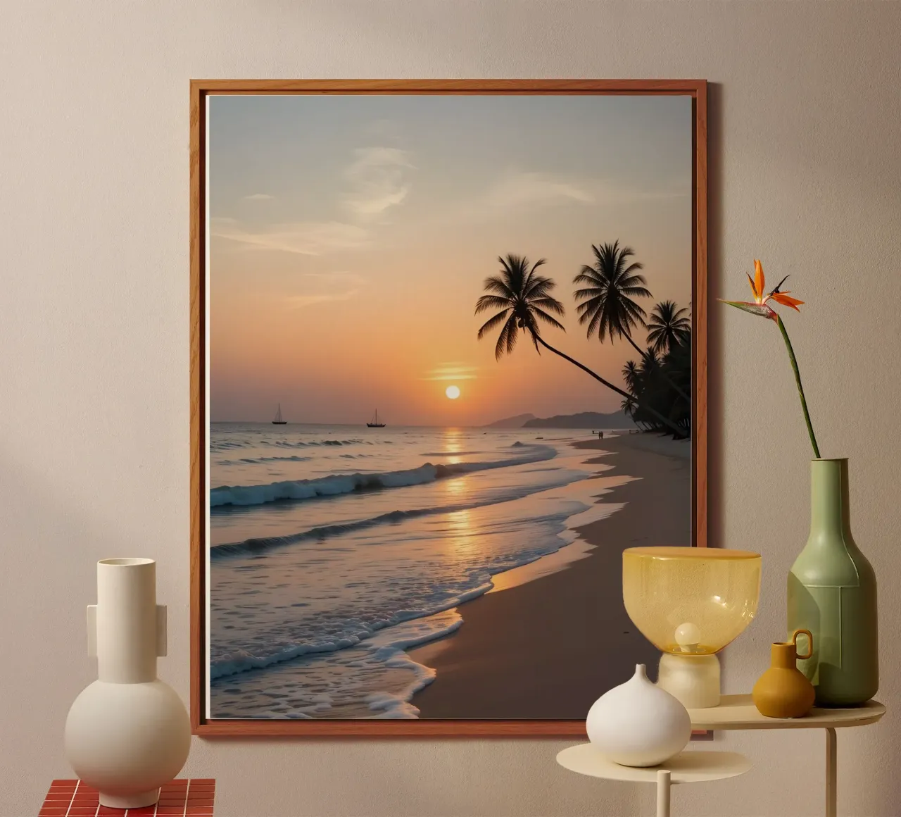 Tramonto sulla spiaggia tropicale alluminio dibond da luxi&lace