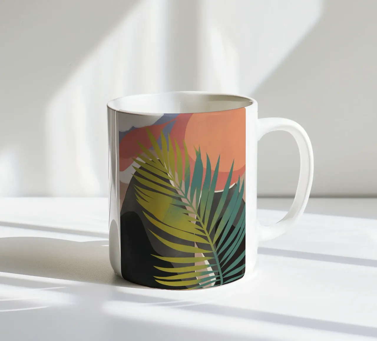 Palmblatt tropisch 10 Keramik Tasse von Little Dean