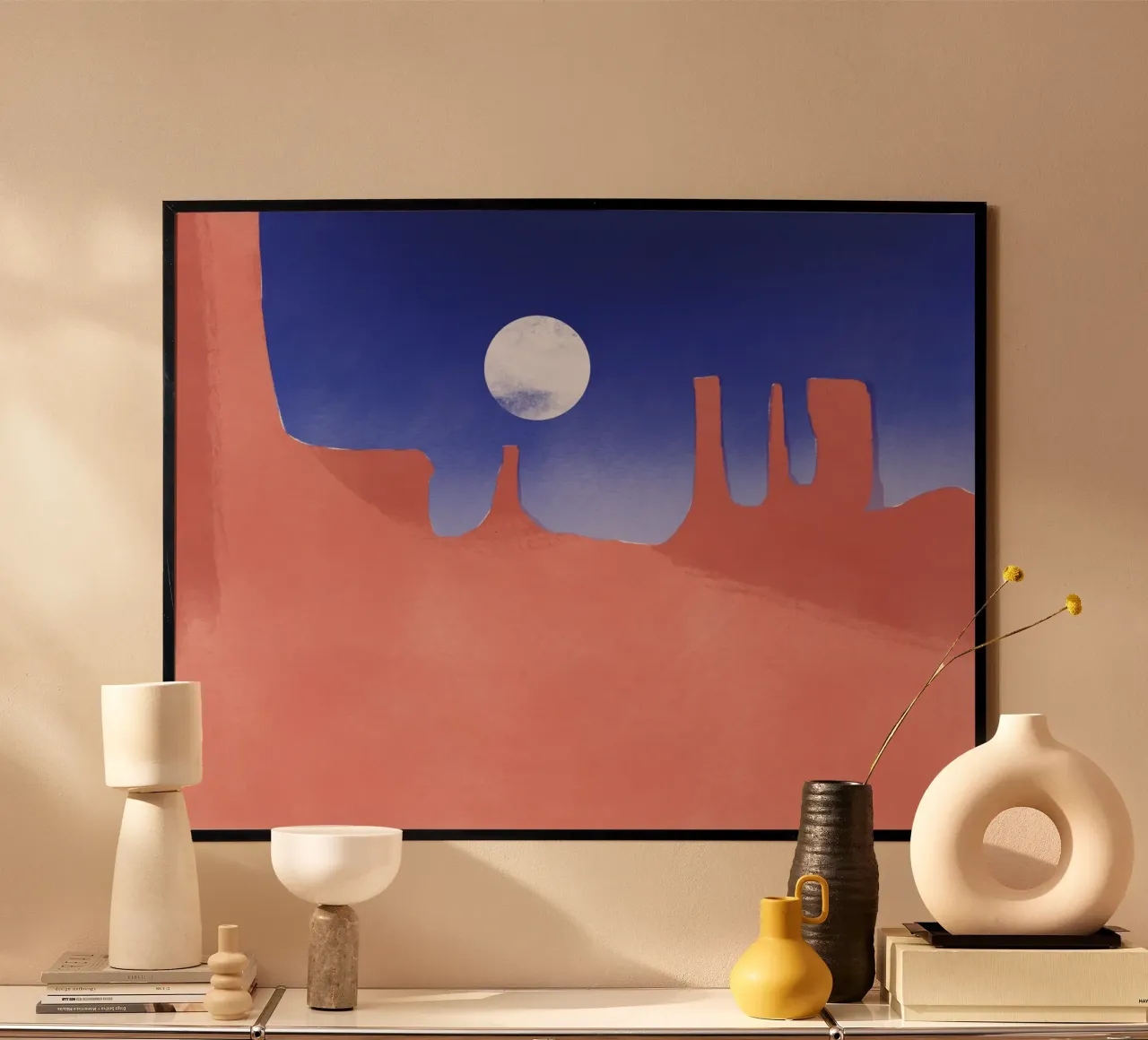 Monumento rosso poster con telaio in alluminio da Little Dean