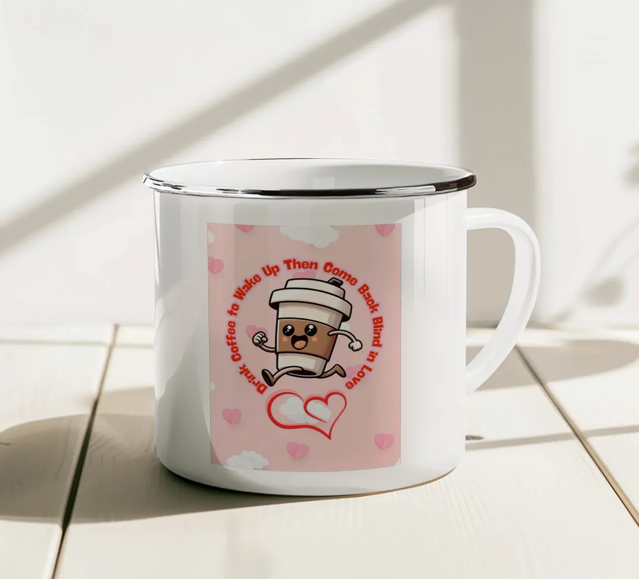Caffè e amore tazza in smalto da Cute Art