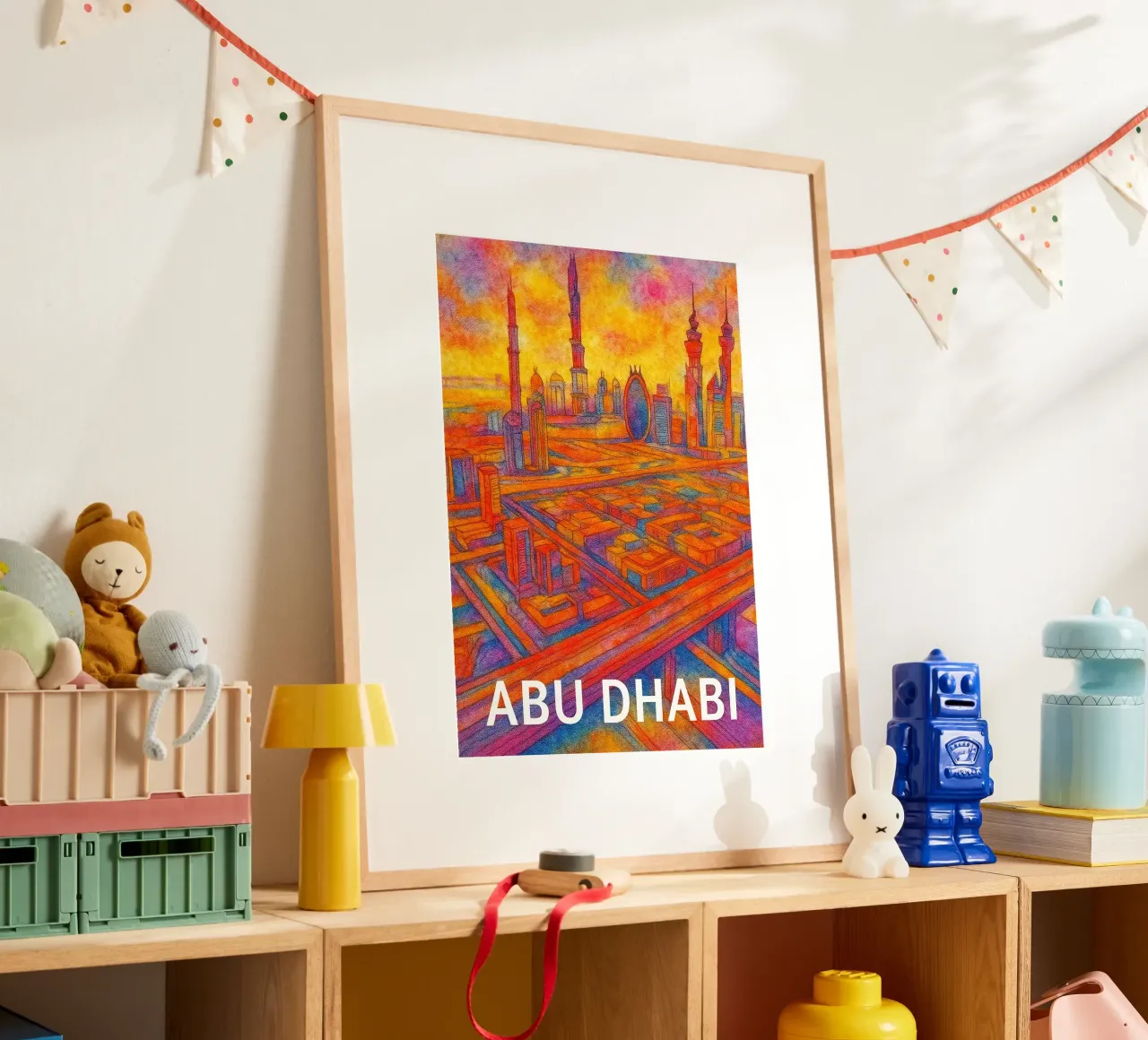 Abu Dhabi dipinge l'immaginazione poster con telaio in legno da onestar